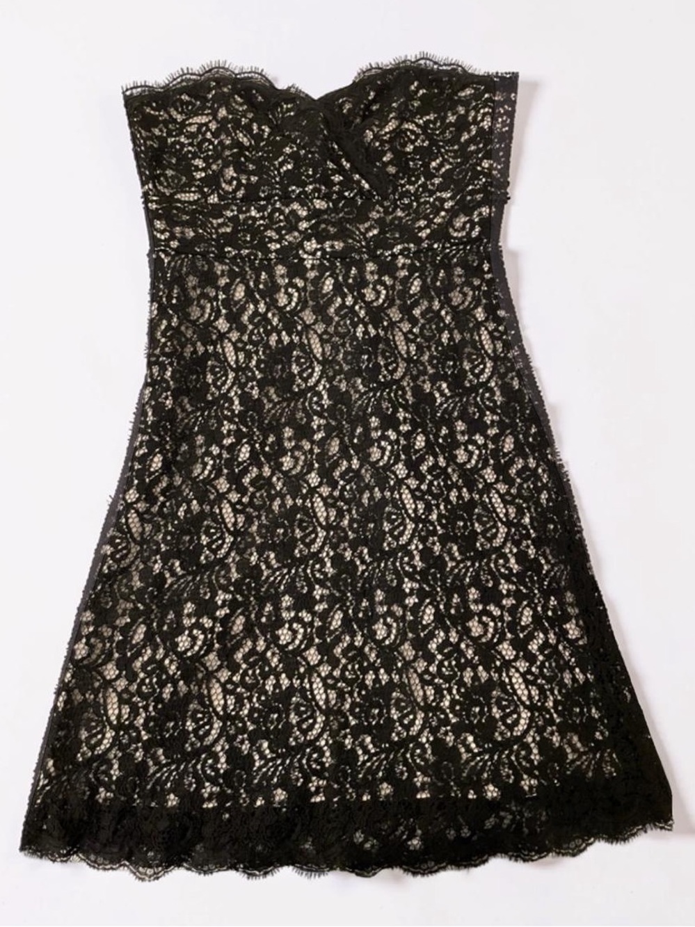 White House Black Market Black Strapless Lace Dress